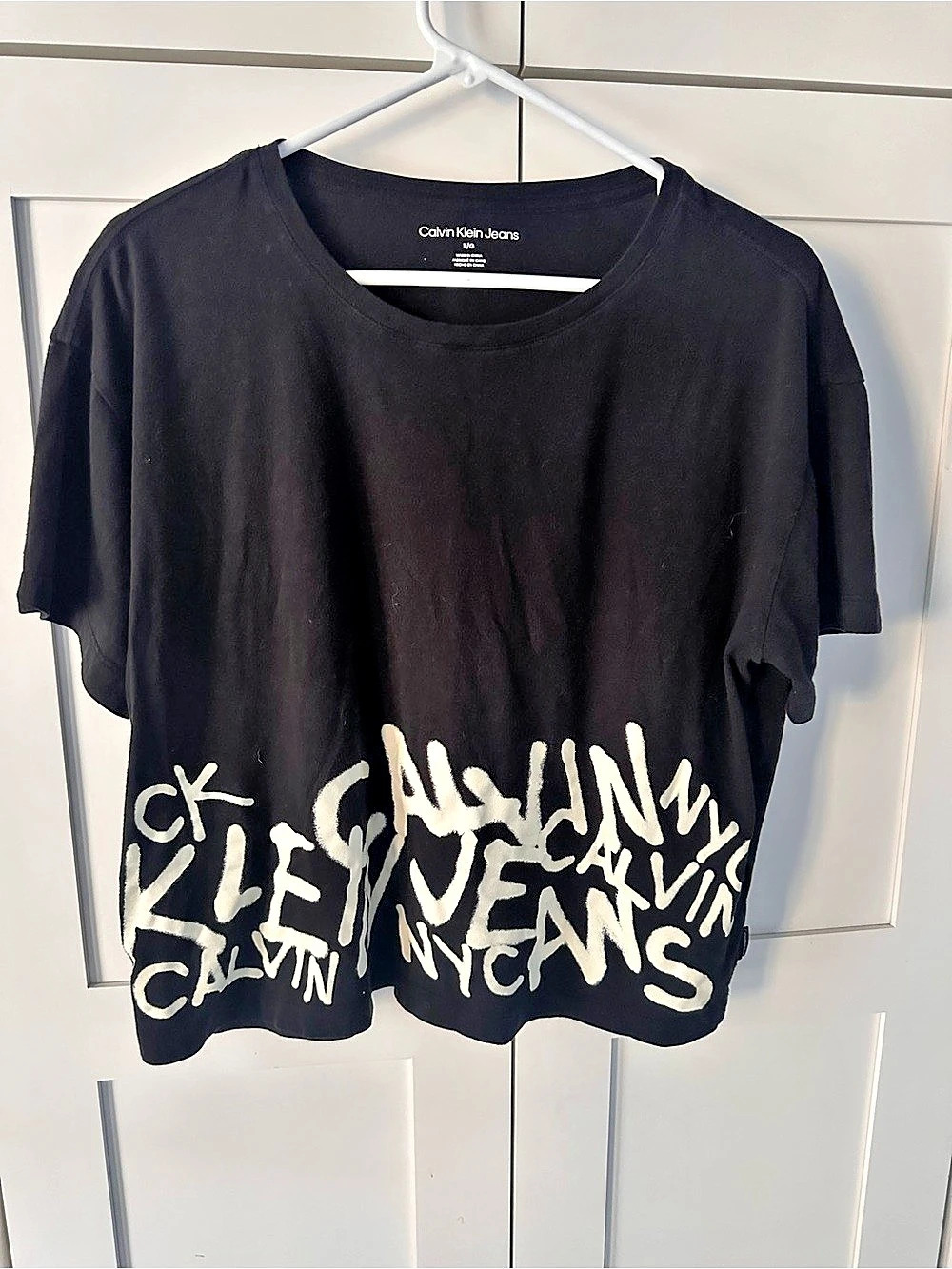 Calvin Klein Jeans Abstract Graphic Tee Black & White Size Large